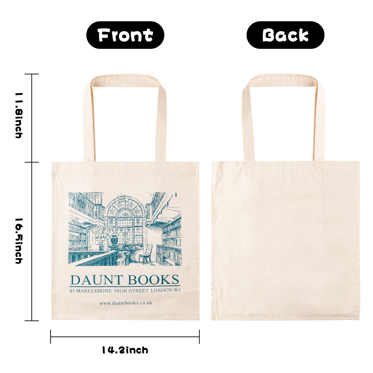 LieToi Bookstore Themed Canvas Tote Bag Stylish Library Shoulder Hand Bag Reusable High Capacity Shopping Grocery Bag Travel Casual Bag with Zipper Inner Pocket Daily Essentials for Women Girls Gift