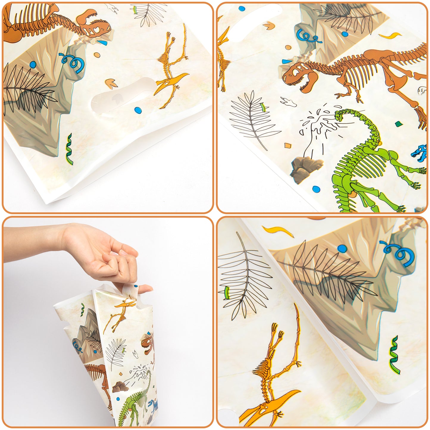 LieToi 50Pcs Dinosaur Fossil Party Favor Bags Roar Treat Candy Bags Little Dino Themed Plastic Goodie Bag T-Rex Jungle Gift Bags Party Decorations Supplies for Boys Girls Kids Birthday Baby Shower