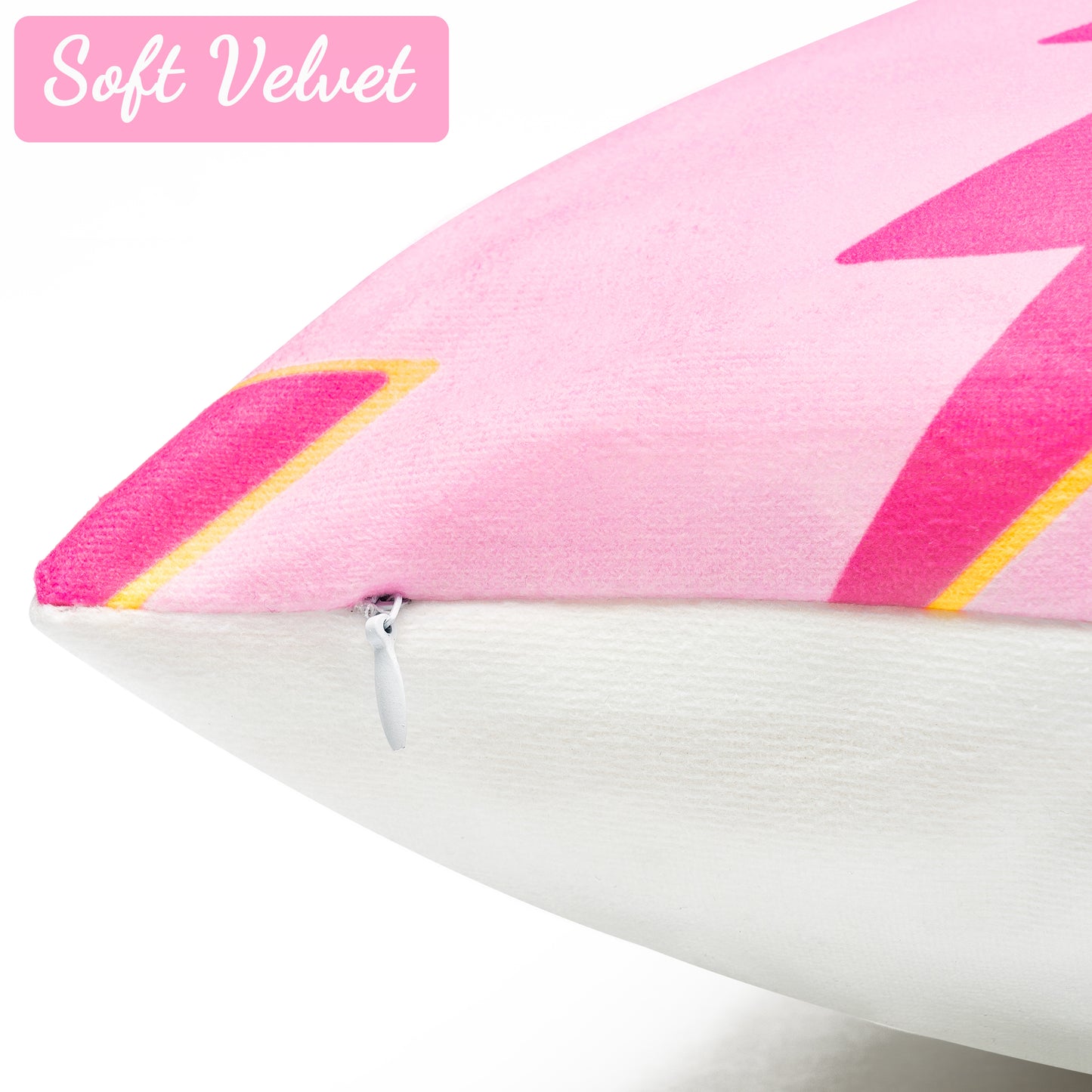 LieToi 4Pcs Preppy Velvet Pillow Covers Soft Hot Pink and White Square Cushion Case Covers Smile Lip Leopard Lightning Bolt Pattern Room Aesthetic Decor Pillow Cases for Dormitory Sofa 18 x 18 Inch