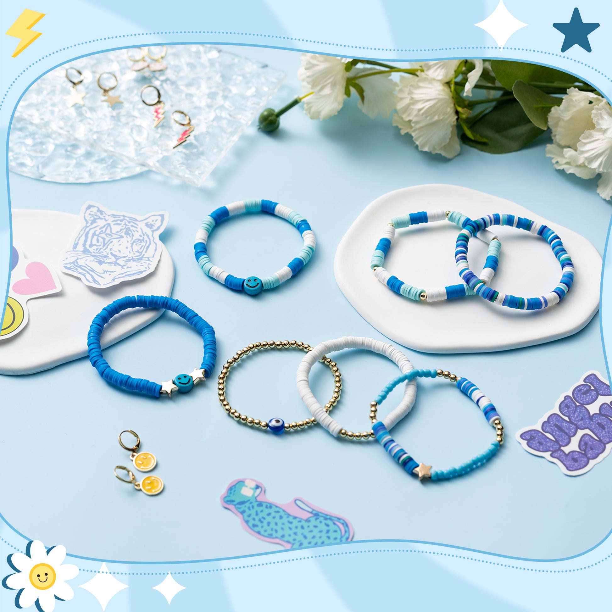 Set Di Bracciali Elastici Con Perline Heishi In Legno E Pietra E Argilla Polimerica Bracciali Preppy Impilabili Con Ciondolo A Forma Di Girasole Da Donna Giallo Set Di Bracciali Elastici Con Perline Heishi In Legno E Pietra E Argilla Polimerica Bracciali Preppy Impilabili Con Ciondolo A Forma Di Girasole Da Donna Giallo